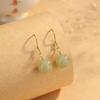 Tichiya Hetian Jade Round Bead Earrings for Women: S925 Sterling Silver, New Chinese Style, High-End Temperament Ear Hooks.