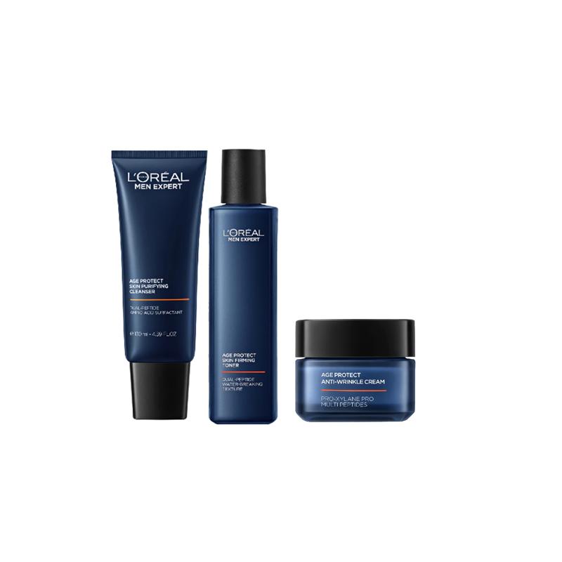 Loreal Paris Men s Youthful Men s Moisturizing and Youth Muscle Purifying Cleanser Mens Skin Care Set - Cleanser 130ml Cream 50ml Toner 180ml