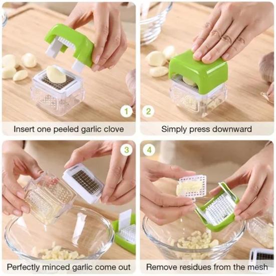 Press Masher Cube Tool BPA-Free Stainless Steel Blades Minces Slices Garlic Ginger Easy To Clean Store Durable