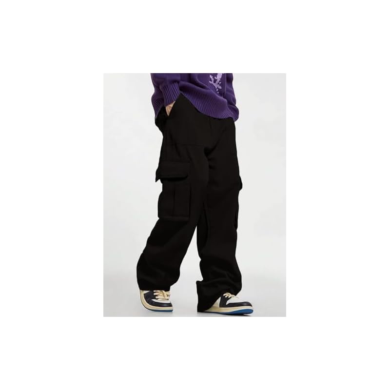 GRECIILOOKS Regular Fit Cotton Trousers Baggy Pants Cargos for Men (GL-TP-1076_Black_L) 34