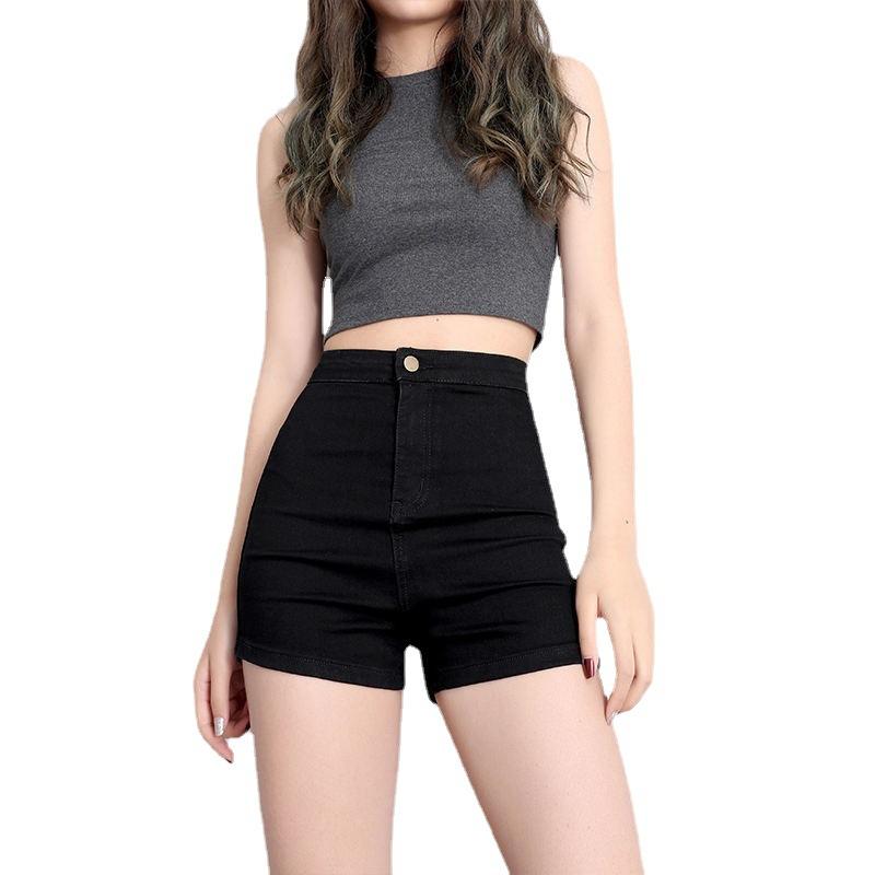 Skinny Fashionable and Versatile Denim Shorts Female External High-waisted Pants Summer Straight Tight Elastic Hip-hugging Super Short Pants Sub