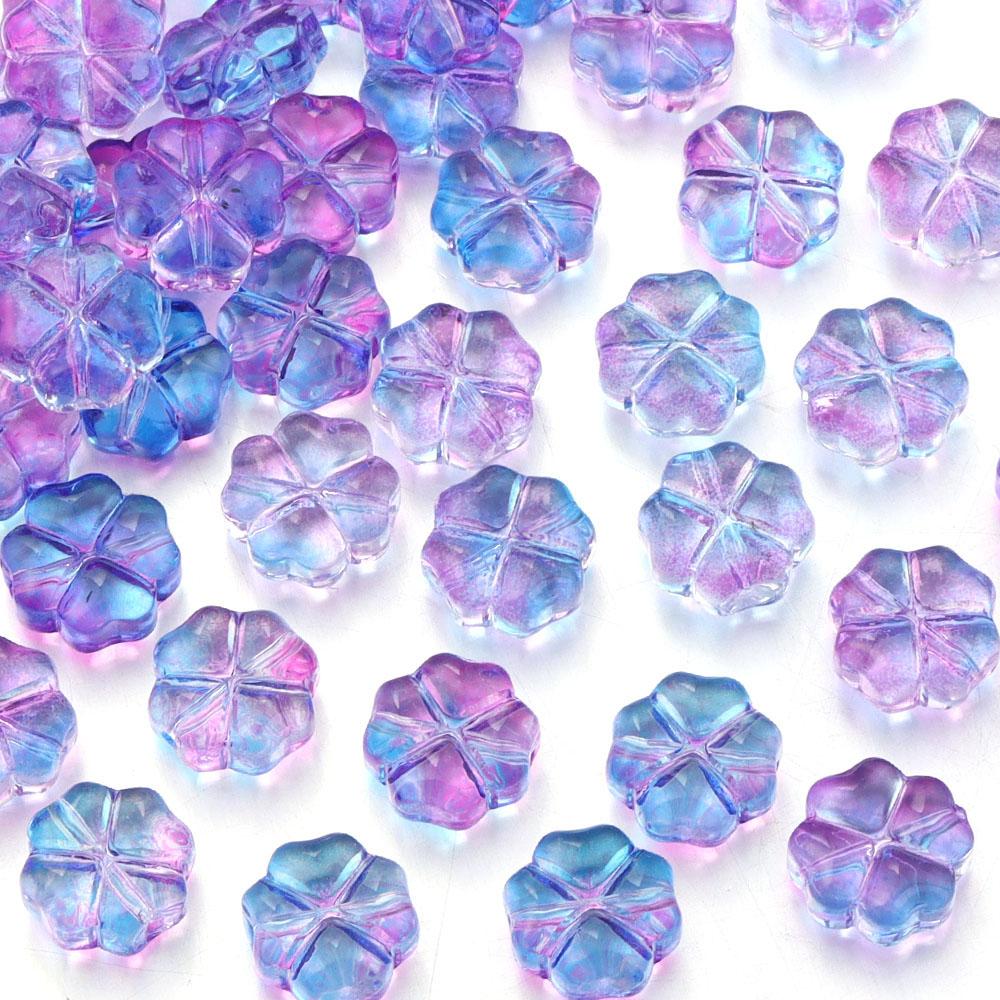 

50pcs Four-leaf Clover Shape Lampwork Beads Glass Beads For Jewelry Making Loose Spacer Beads DIY Bracelet Necklace Accessories синий