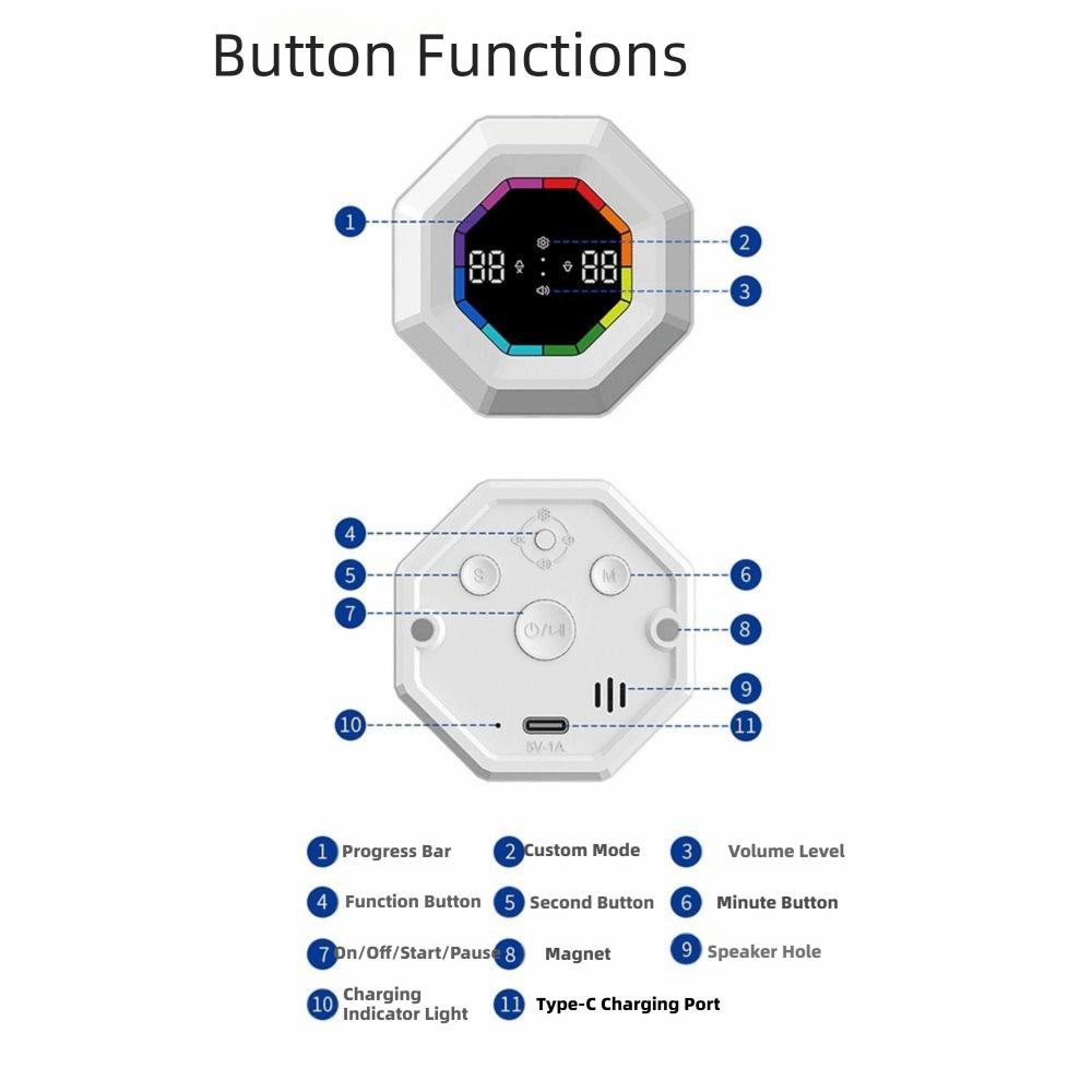 LED Display Gravity Sensor Timer Magnetic Kitchen Timer Mini Flip Timer Clock Alarm Clock