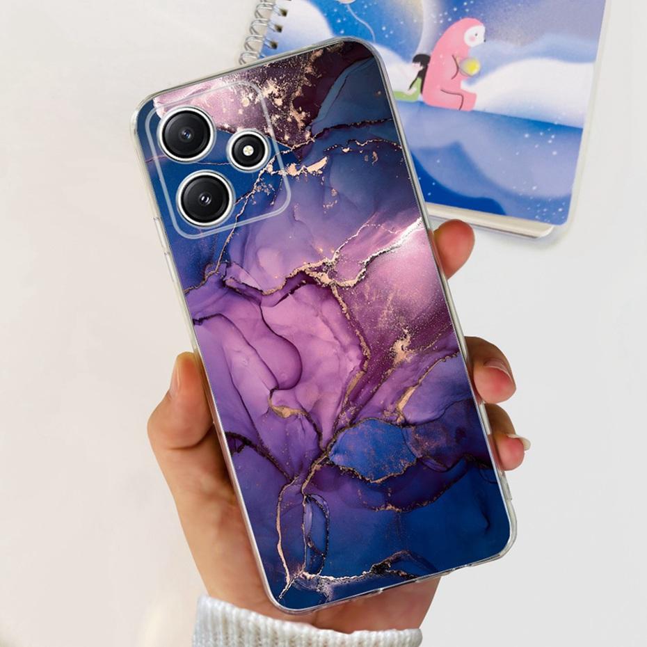 Cute Flower Cat Painted Case For Xiaomi Redmi 12 5G 2023 Soft Silicone TPU Back Cover For Redmi12 5G Global Phone Bumper