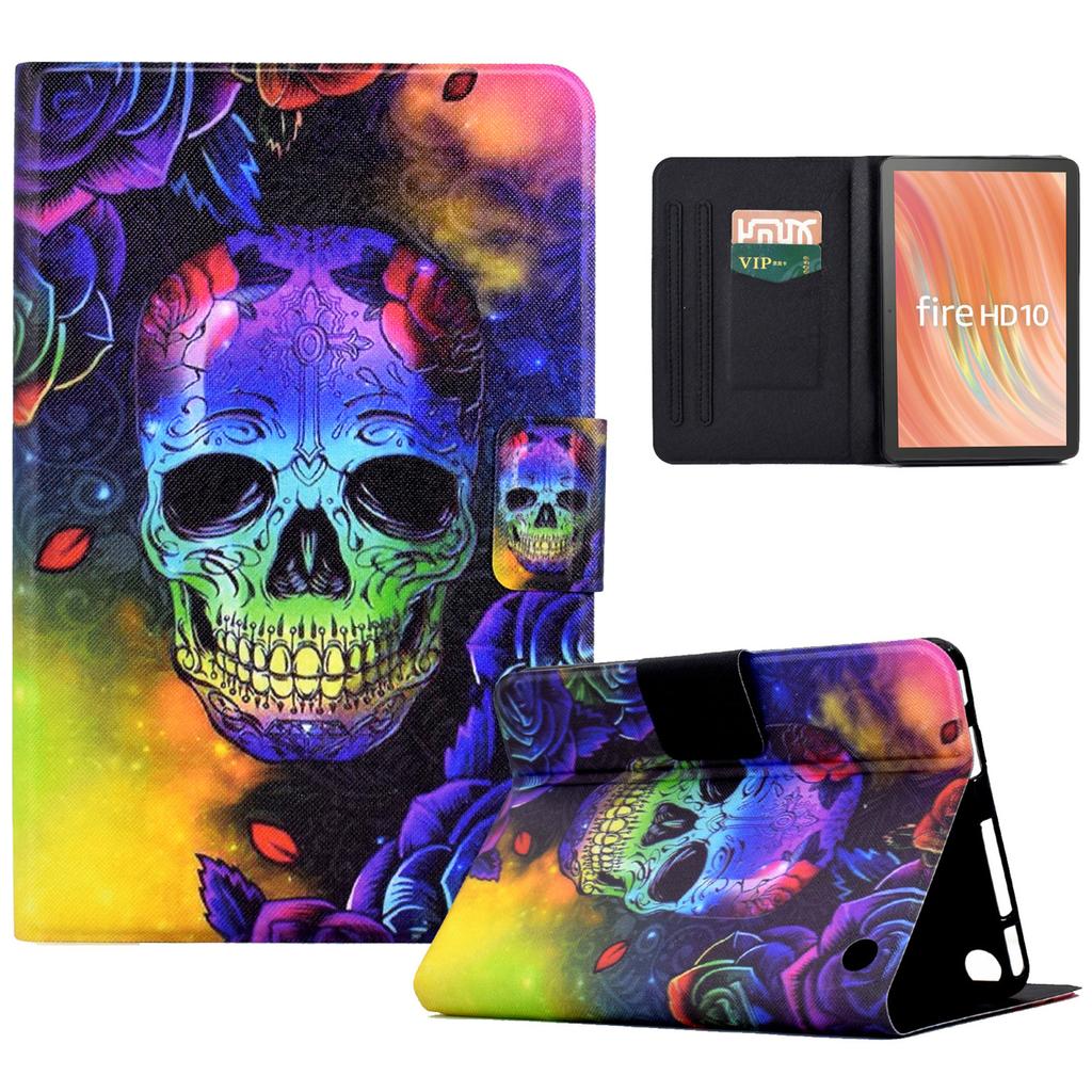 A2 For Amazon Fire HD 10 (2023) Case Pattern Printed PU Leather Tablet Cover with Card Slots