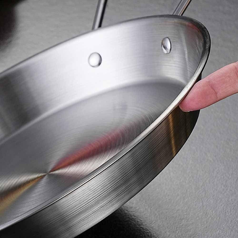 18/20/22/24cm Seafood Plate Nonstick Surface Dual Loop Handle Stainless Steel Pan Flat Bottom Uniform Heat Transfer Food Tray