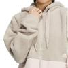 Adidas Color Block Loose Fit Zip Up Hooded Drawstring Fleece Jacket Women Jackets Beige IK9863