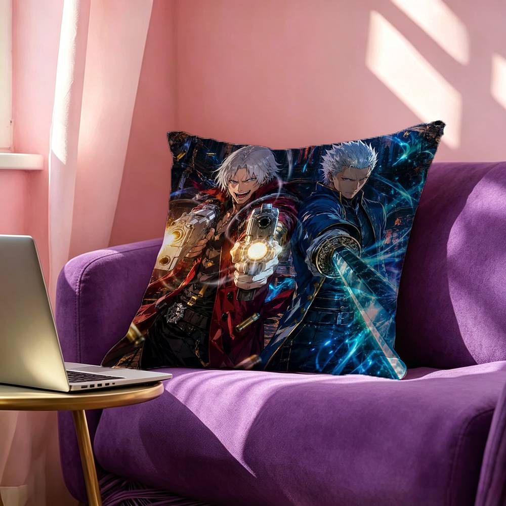 Game DDevil May CCry Square DoubleSided printed Pillow Case Bedroom Bedside Pillow Sofa Cushion Cover