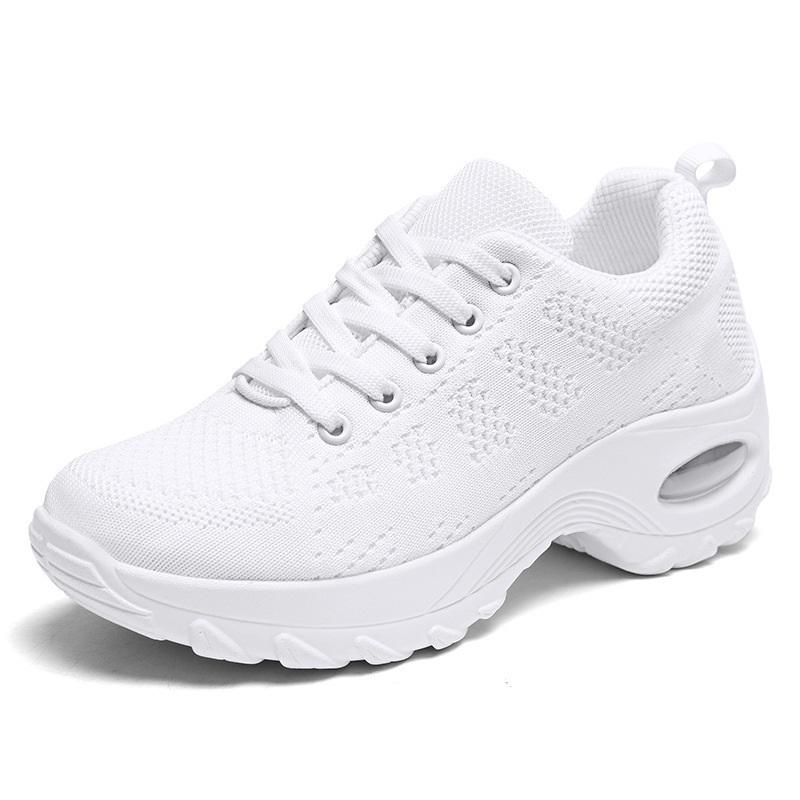 

Autumn New Fly-woven Mesh Sports Shoes, Breathable Thick-soled Casual Shoes For Middle-aged And Elderly Women 42 білий