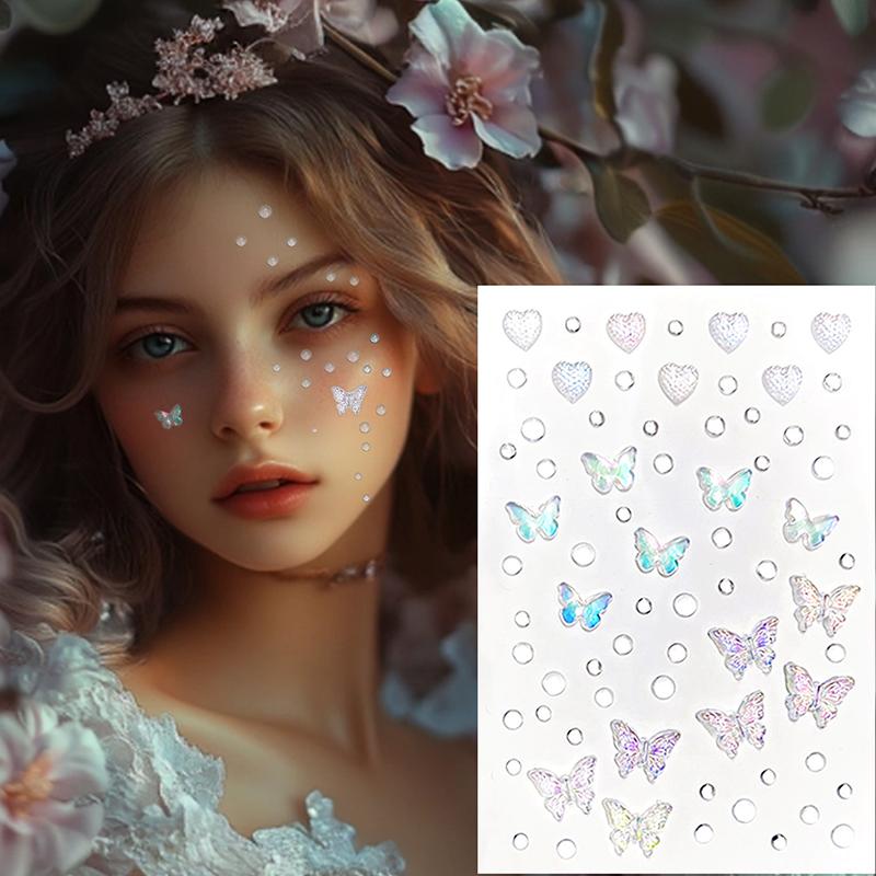 

Милое лицо ювелирные украшения 3D бабочка бриллиантовый жемчуг безопасные ногти волосы аксессуары фестиваль макияж для лица белый