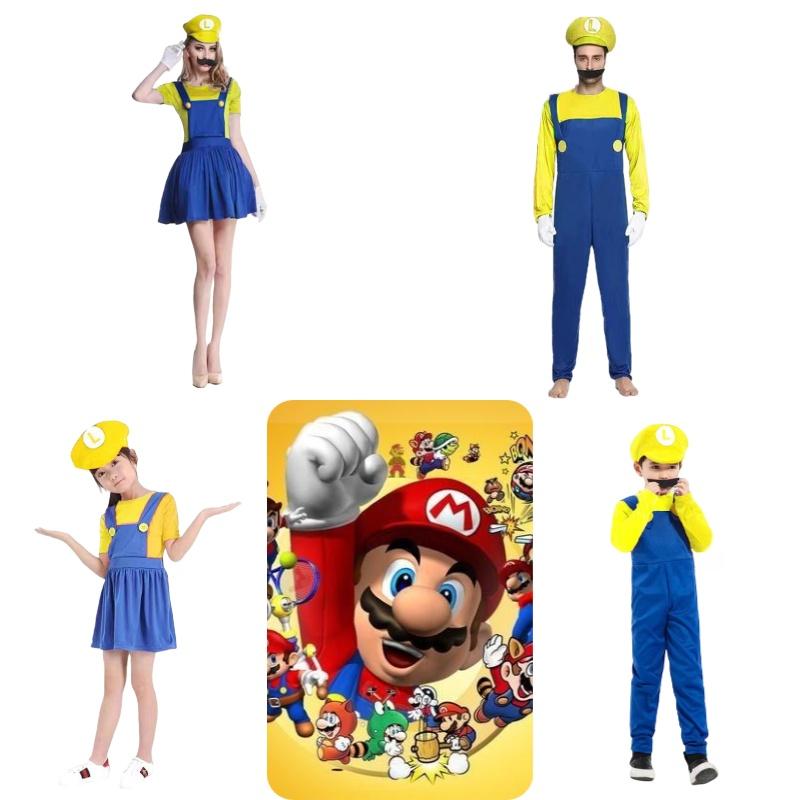 Halloween Cosplay Costume For Kids And Adults Super Mario Outfit In Various Colors