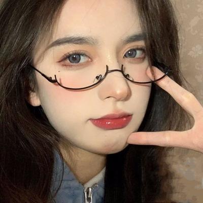Gafas de montura inferior de media cara de cosplay bidimensional de anime, gafas decorativas de Lolita para hermana mayor real, gafas sexys para fiesta