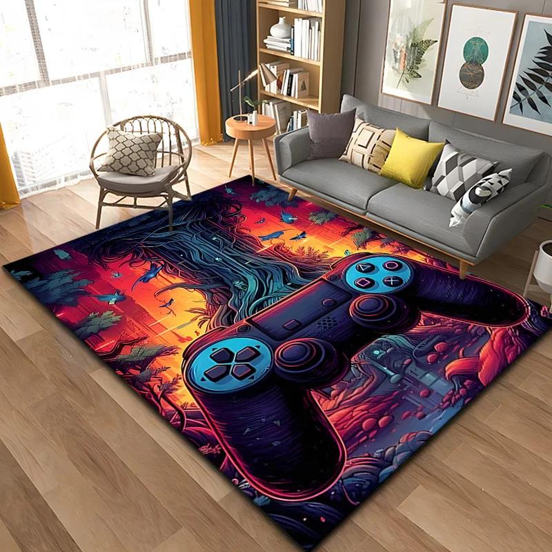 3D 80s Gamer Controller Area Rug Large,Carpet Rug for Living Room Bedroom Kitchen Decoration, carpets for bed room mat home