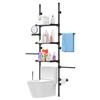 4-Tier Over The Toilet Storage Shelf, Adjustable Standing Bathroom Organizer, Heavy Duty Above Behind Toilet Laundry Space-Saving Shelving for Small