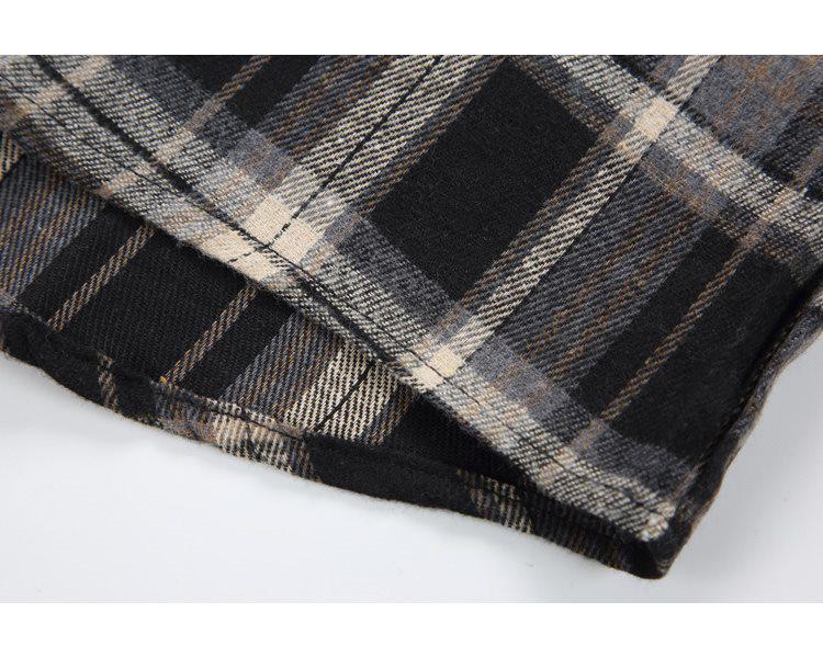 Trendy Korean Retro Plaid Plus Size Lapel Short Sleeve Shirt