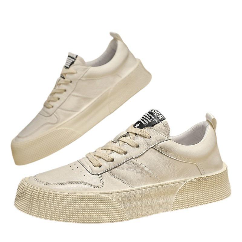 Men's Shoes 2024 Autumn Breathable Casual Leather Shoes Versatile Shoes Thick Sole Sports Platform Sneakers Zapatos Para Mujeres