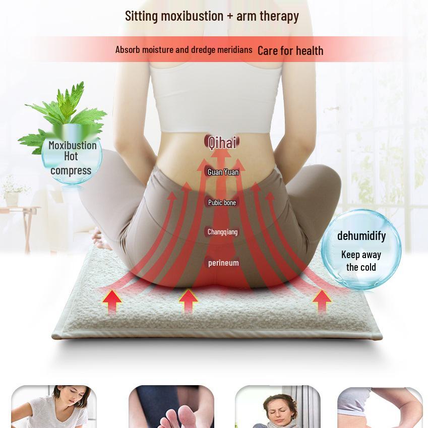 Wormwood Heated Seat Cushion with Moxibustion Therapy - Electric Heating Pad for Office Chairs