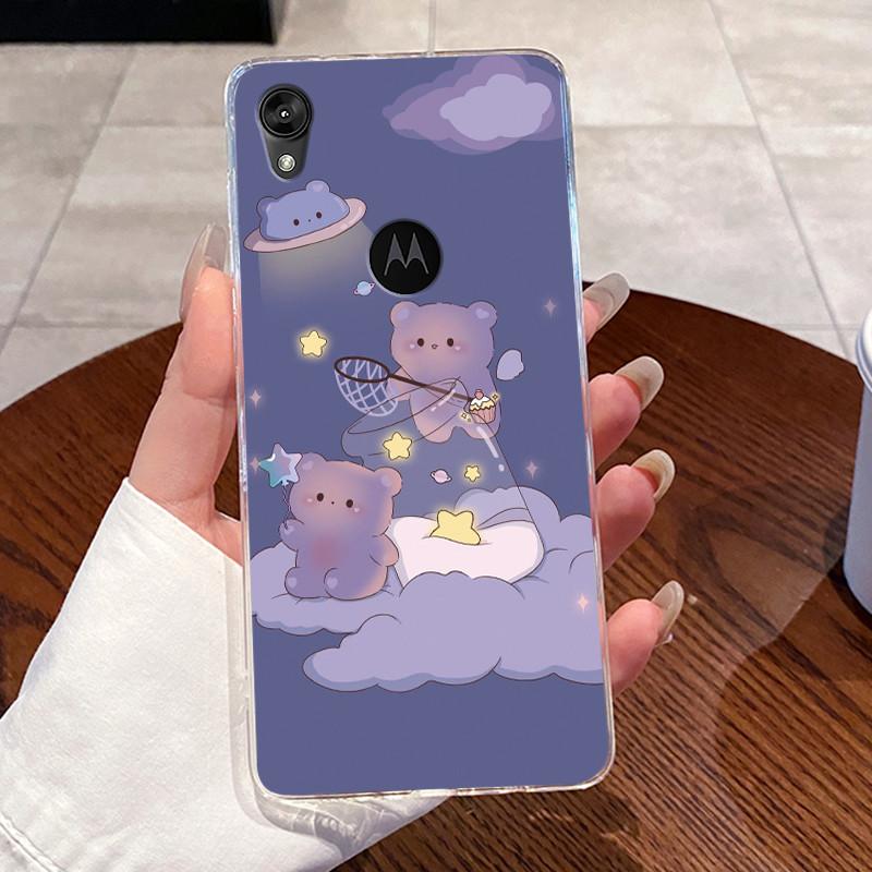 Jelly Casing For Motorola Moto E6 Fundas MOTOE6 Capa Clear Silicone Soft TPU Back Cover Cute Cat Rabbit Heart Protective Case