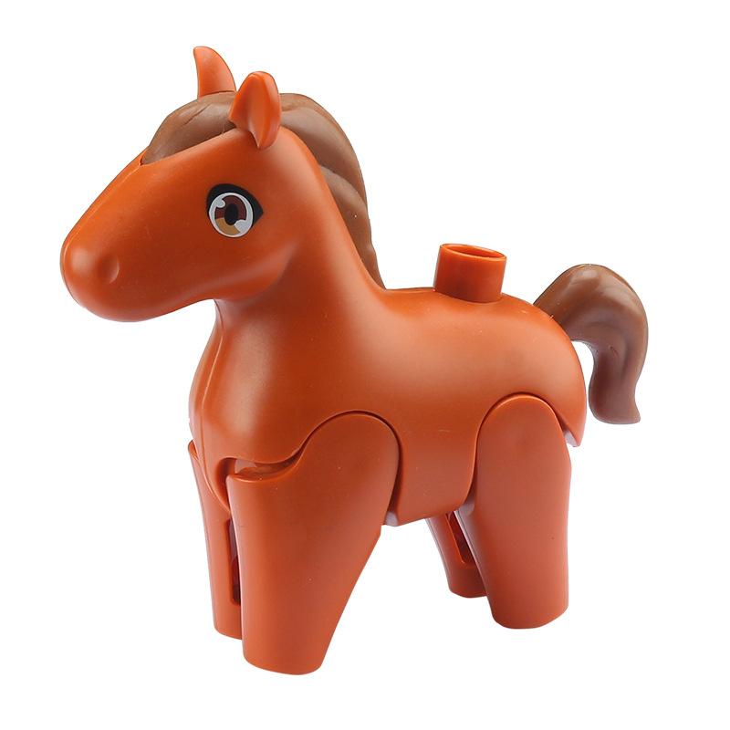 Große Bausteine Tiere Zubehör Bauernhof Zoo Kamel Känguru Katze Löwe Koala Flamingo Lernspielzeug Für Kinder Geschenke