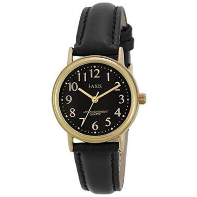 J-AXIS Watch Classical Simple Small Watch Synthetic Leather Easy To Read for Business People and Students HL199 Women's Black One Size
