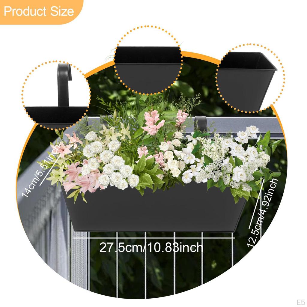 Hanging Flower Pot Iron Bucket Planter Holder Drainage Hole Plant with Metal Detachable