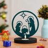 Nativity Scene Holy Family Jesus Birth Decorative Tea Light Candle Holder (Wooden Green)| Christmas Decoration Items for Home Office