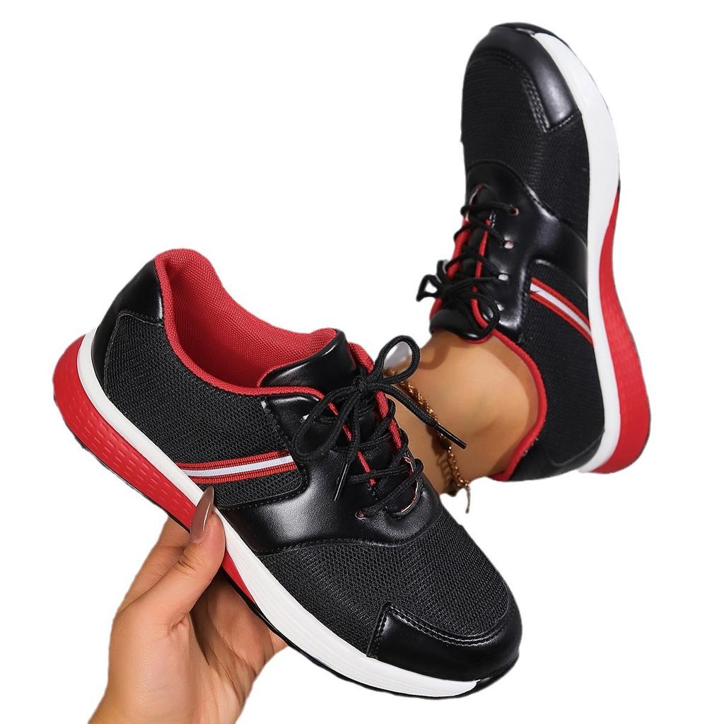 Large size women's shoes 2024 spring new fashion round head lace-up platform single shoes women's casual single shoes women's size 43