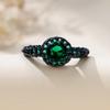Personalized Trend Black Gold Emeralds 1 Stone Edge Set with Small Diamonds Ring