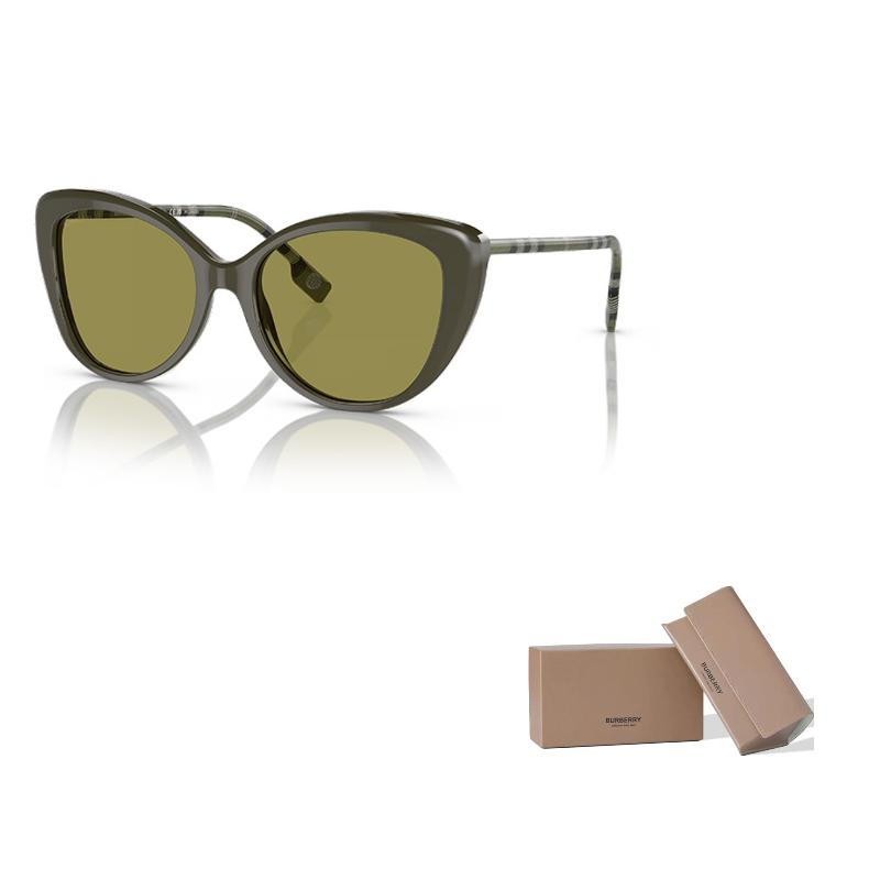 

Burberry Temple Stripe Plate Frame Cat s Eye Sunglasses Women s Green 54 зелёный