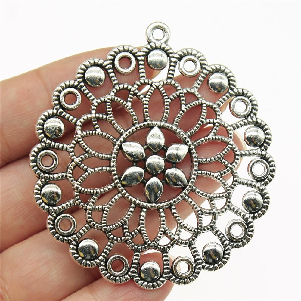 2 Stück Charms Mandala Muster Für Schmuckherstellung Schmuckzubehör Zubehör Antik Silber Farbe Mandala Charms Anhänger