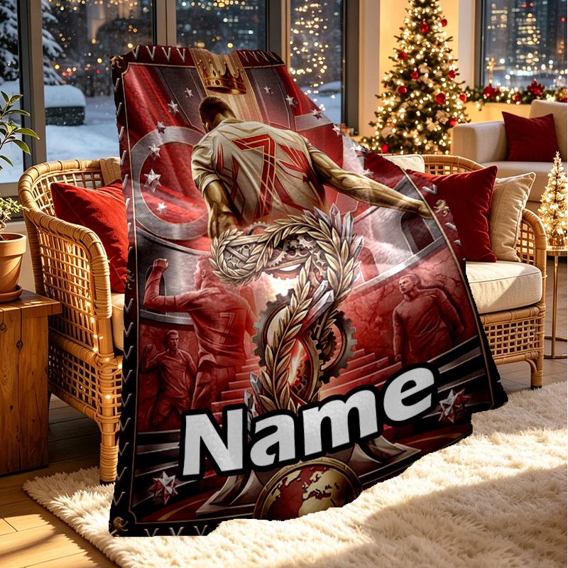 Custom Name Personalized Cristiano Ronaldo Print Blanket, Home Decor, Bedroom, Sofa, Camping, Couch, Gifts for Birthday Christmas