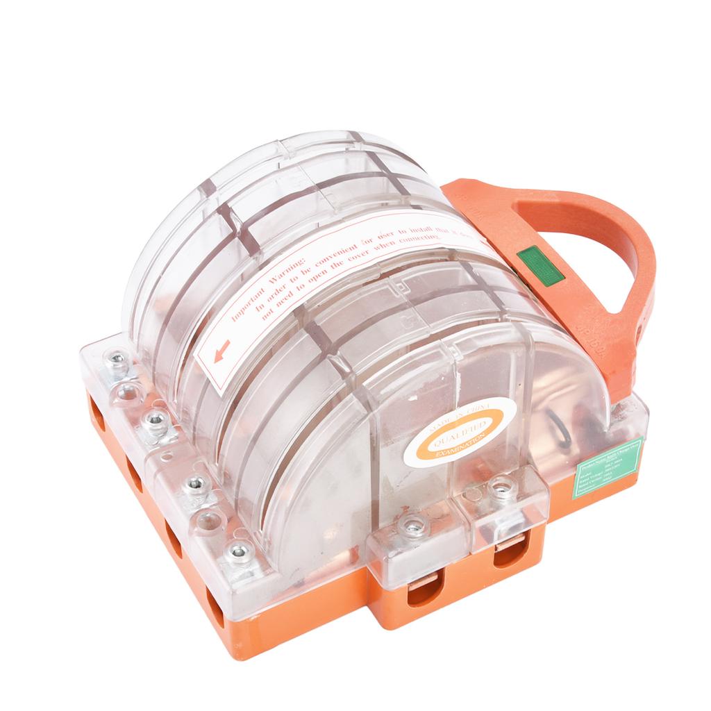 4 Pole Knife Switch Double Throw Transparent Disconnect Knife Switch with LED Indicators 160A AC380V