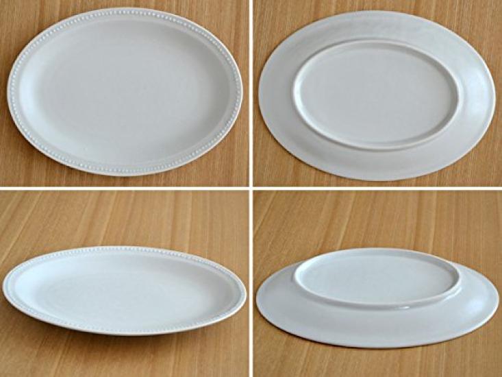 East Dotted Oval Matte Milk Plate, 24cm, Porcelain,