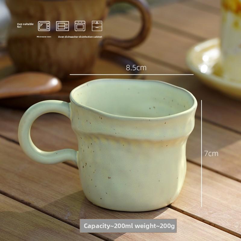 

BEPAN Vintage rough earthenware coffee cups, household ceramic cups, handcrafted aged mugs 201-300ml