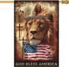 Patriotic Religious House Ag Lion Jesus God Bless America House Ags 28 X 40 726084486478 AAV