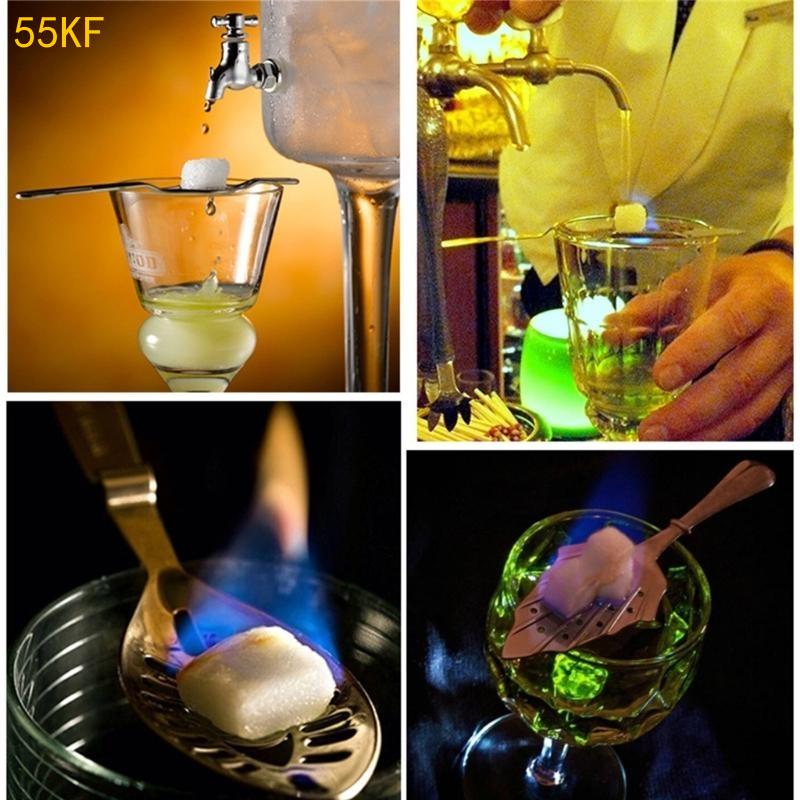 55KF Cocktail Bar Utensils Bitter Absinthe Glass Cup Drink Ware- Spoons Filter Spoon Stainless Steel Absinthe Spoon