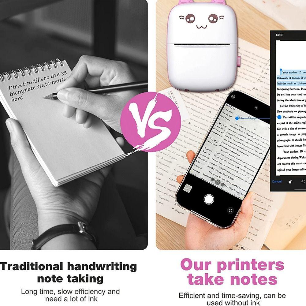 Cat Shaped Thermal Printer Portable Wireless Bluetooth Printer  Student