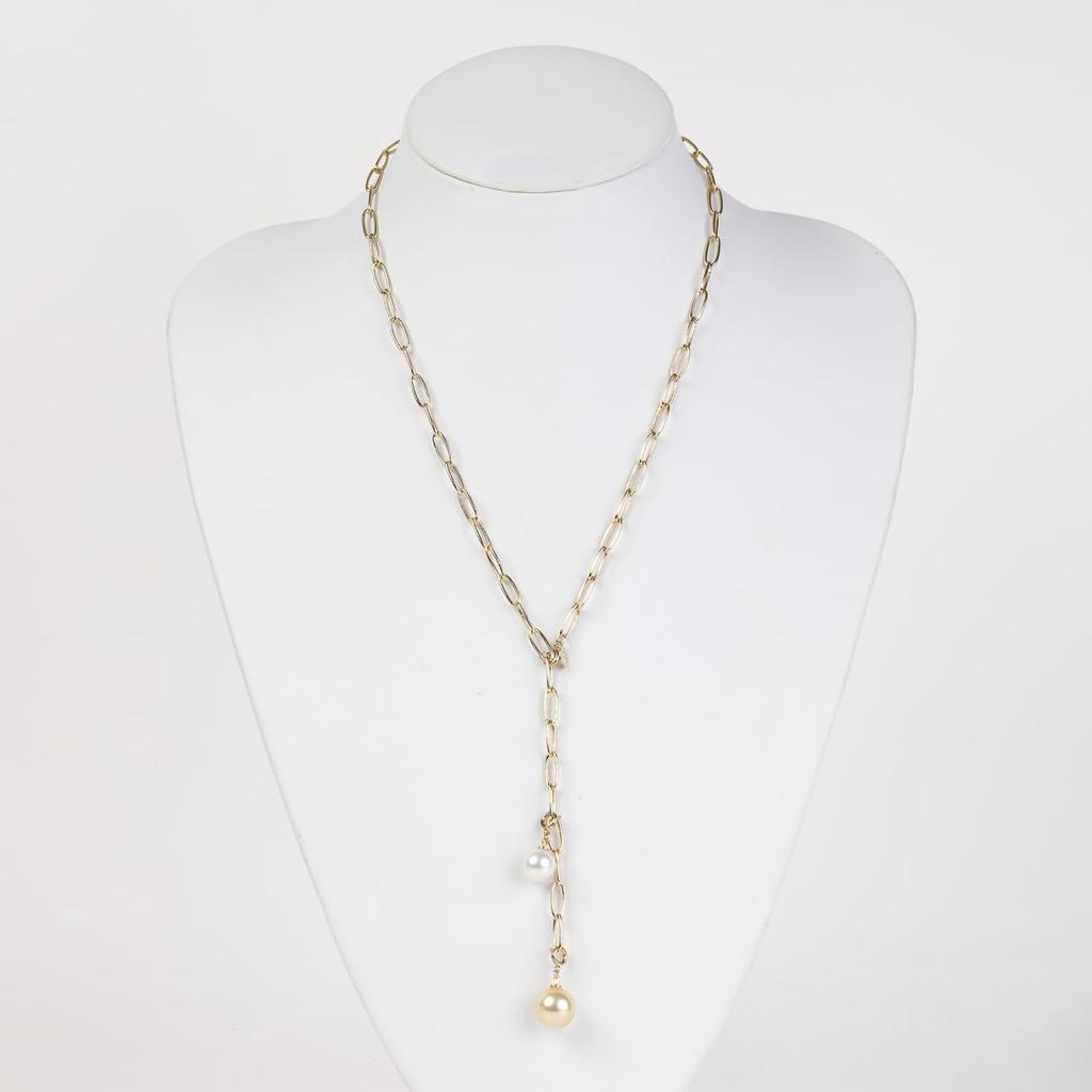 [MIONO] [Produced by Yumi Katsura] Pearl Necklace Yumisienne Large Pearl 3-Piece Set Popular Women's Formal Wear Simple Stylish Made In Japan (Gold)