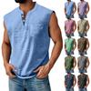 Vestă sport casual de vară pentru bărbați, cu buzunar, cu nasturi, cu culori asortate solide, vestă sport casual pentru bărbați