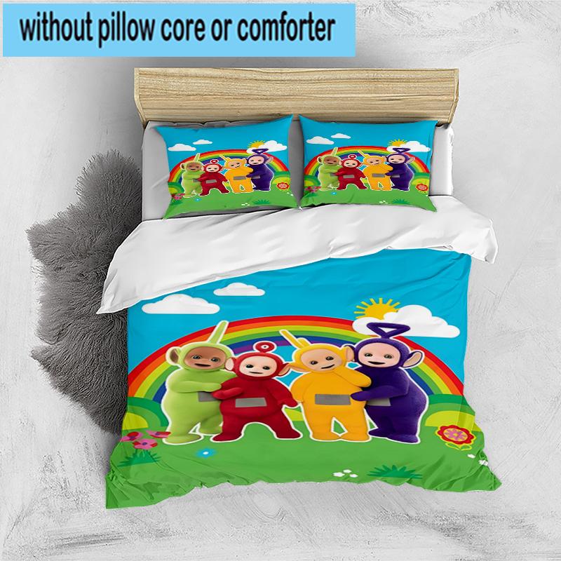 3PCS Tele-tubbies Celebration 3pcs Bedding,Including 3PCS Duvet Cover And 2pcs Pillowcases Perfect for Christmas,Ideal for Bedroom, Dormitory