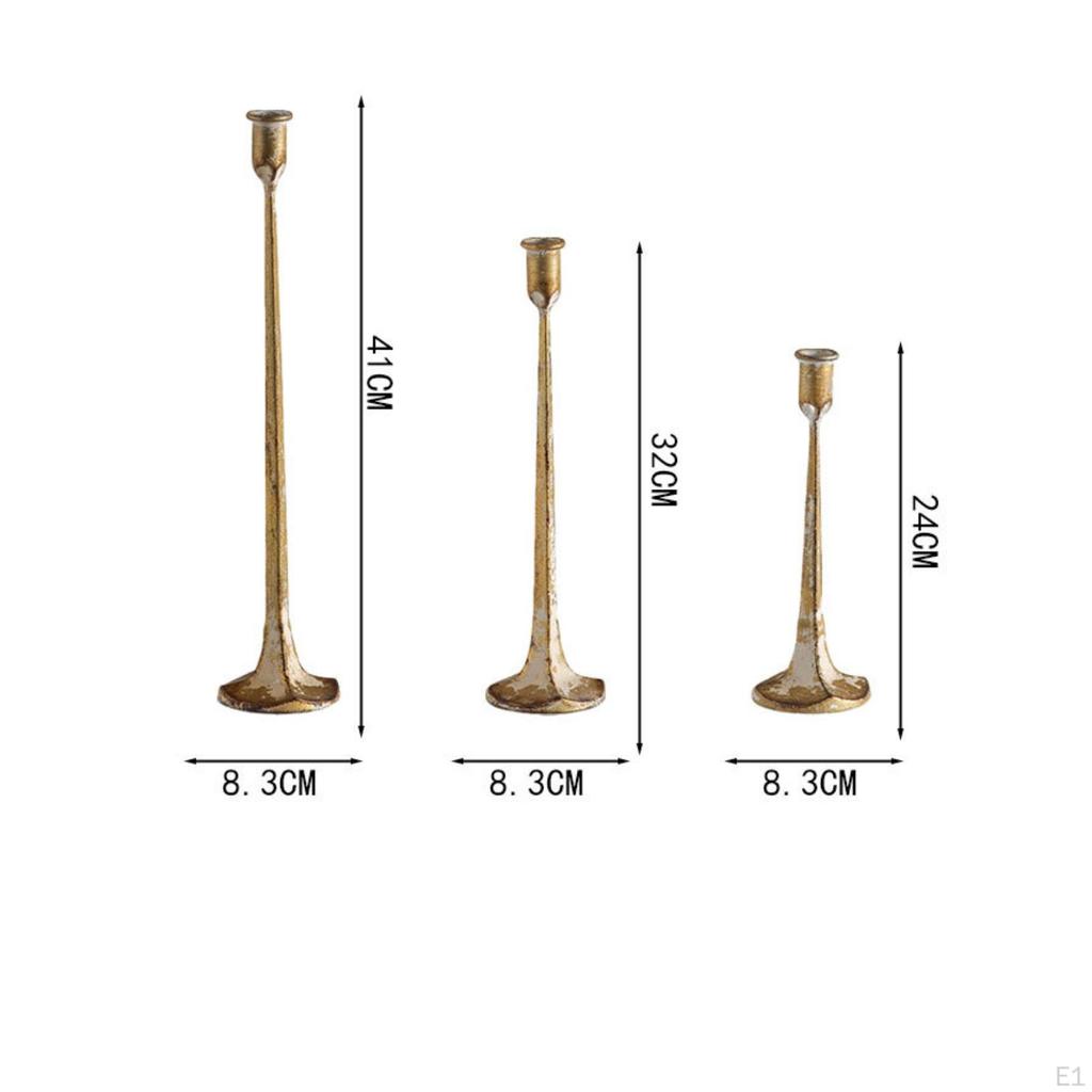 3 Pieces Metal Candlestick Holders Antique Candle Holder Slender Taper for Bride,