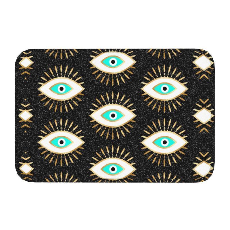Tapis de porte personnalisé Œil Maléfique Grec Turc Antidérapant Style Méditerranéen Tapis de Cuisine Salle de Bain Salon 40*60cm 40cmx60cm