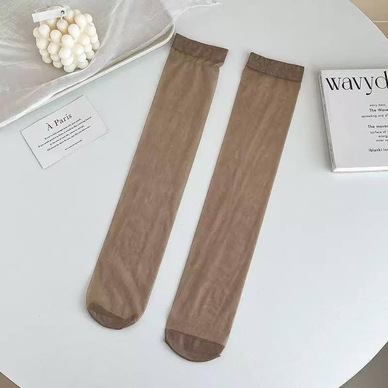 Ultra-Thin Core-Spun Silk Over-the-Knee Stockings: Anti-Snag Flesh-Colored Thigh-High Concealer Socks for Women.