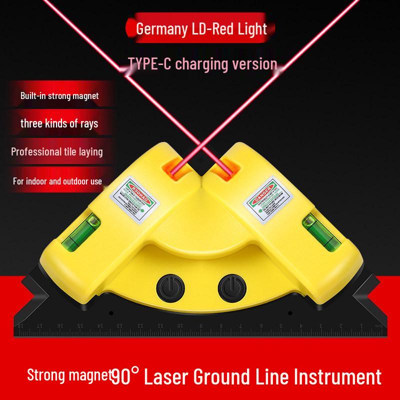 High-Brightness Green Laser Level: 90-Degree Right Angle, Infrared Positioning for Tile, Curtain, and Cloth Cutting - No Line Drawing Needed