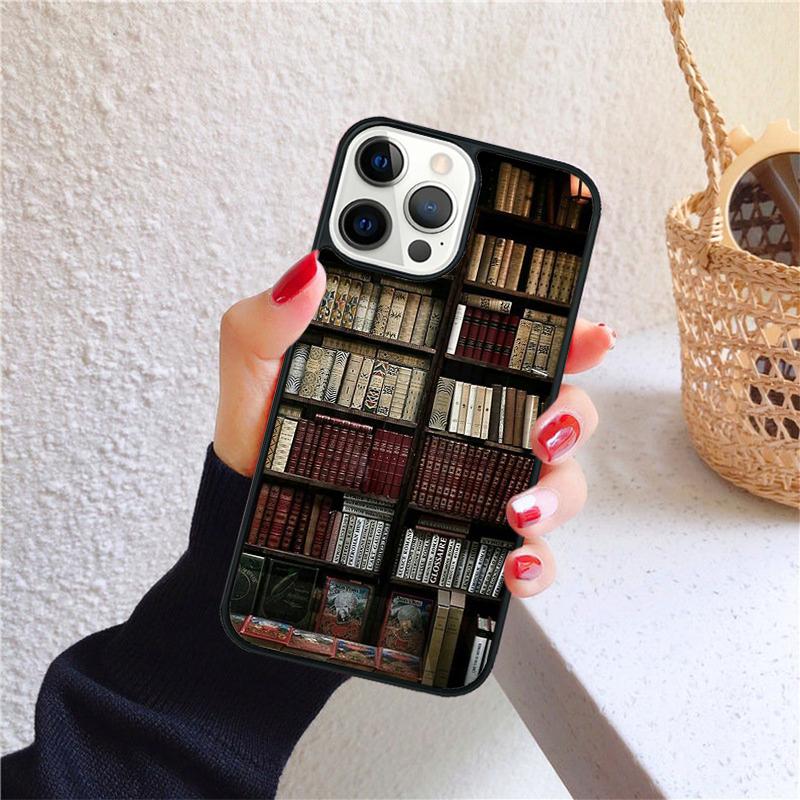 Vintage Book Library Book Shelf Phone Case for iPhone 17 Air 16 15 14 12 13 PLUS 11 PRO MAX Cover Fundas Shell