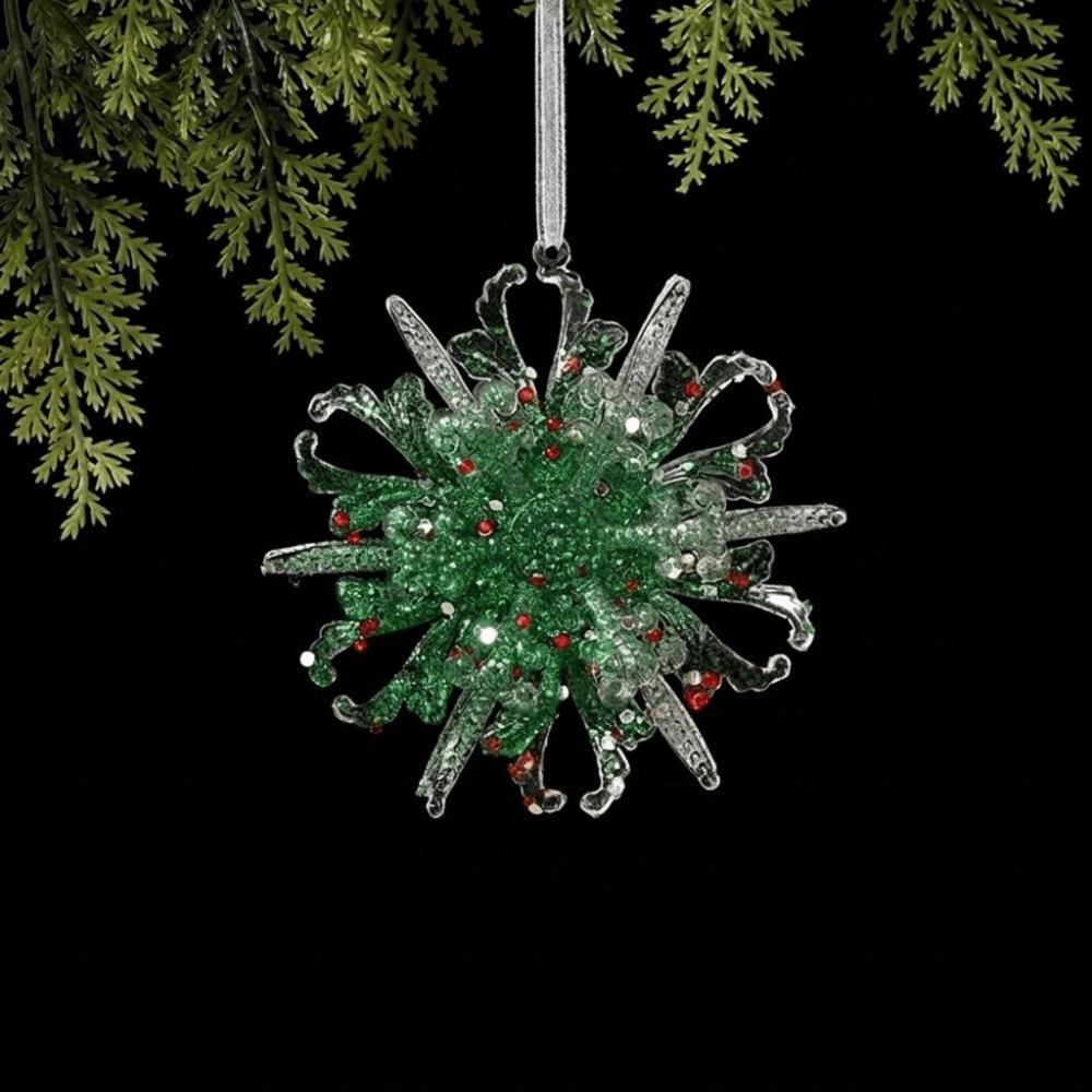 Glitter Dust Finish Christmas Snowflake Ornament Semi-Green Glitter Xmas Tree Ornament Holiday