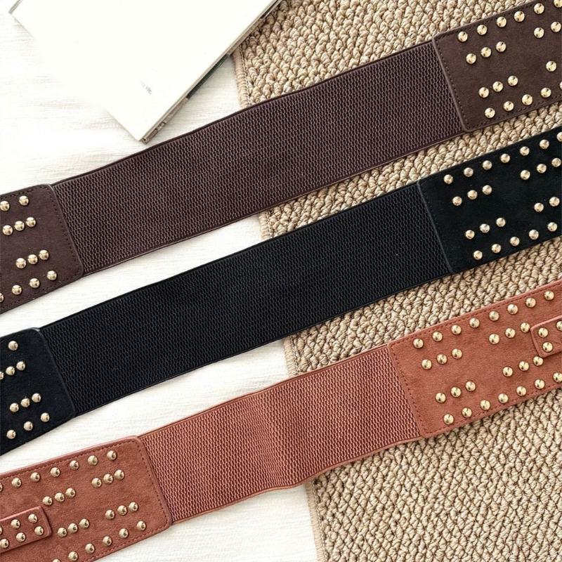 Stylish Rivet Waist Belt Adjustable PU Leather Corset For Women And Men Contemporary Waist Cincher Fashion Accessory
