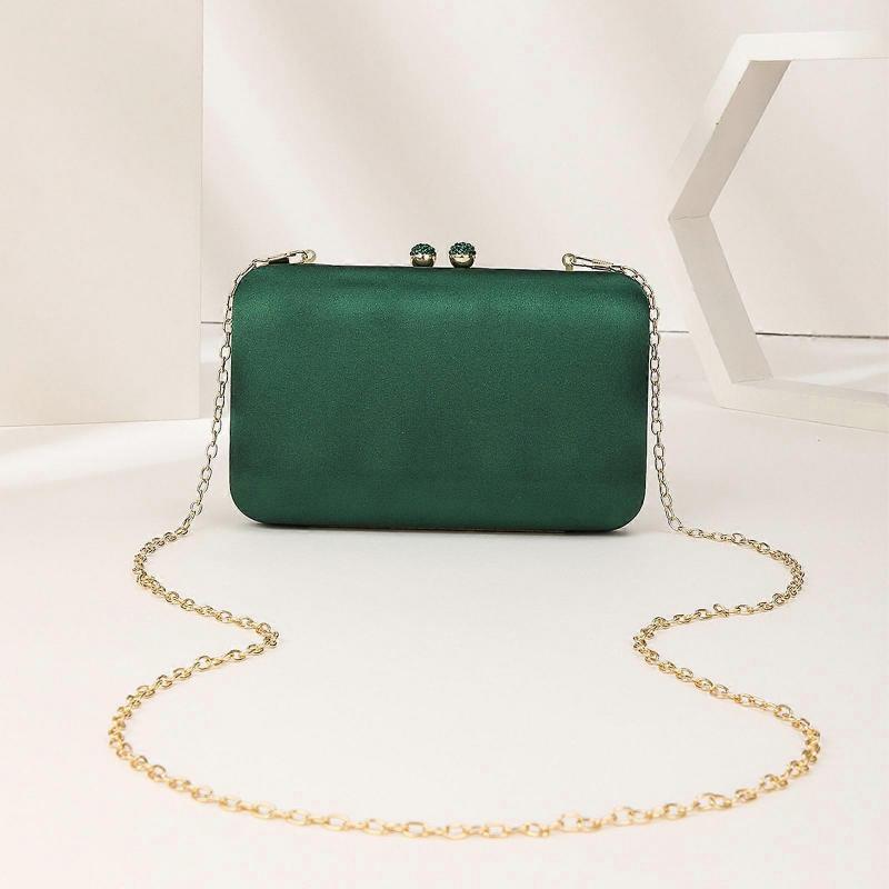 Beautiful for Rhinestone Evening Bag Hard Box Clutch Crossbody Bag All-match Messenger Bag for Evening Party Dating Green