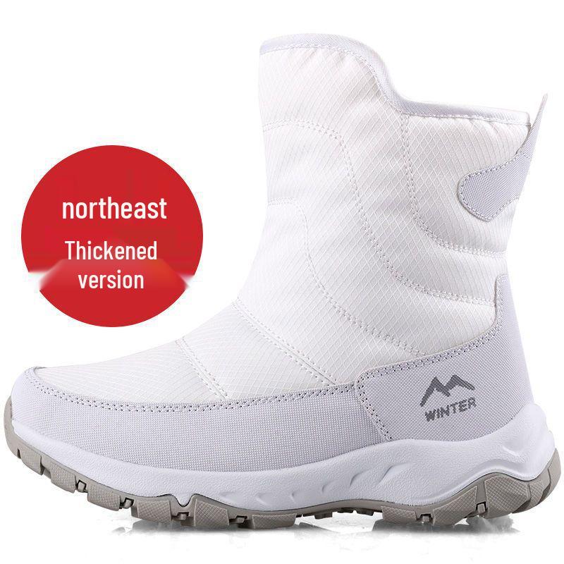 Men's High-Top Waterproof Wool Snow Boots - Warm Outdoor Ankle Cotton Shoes
