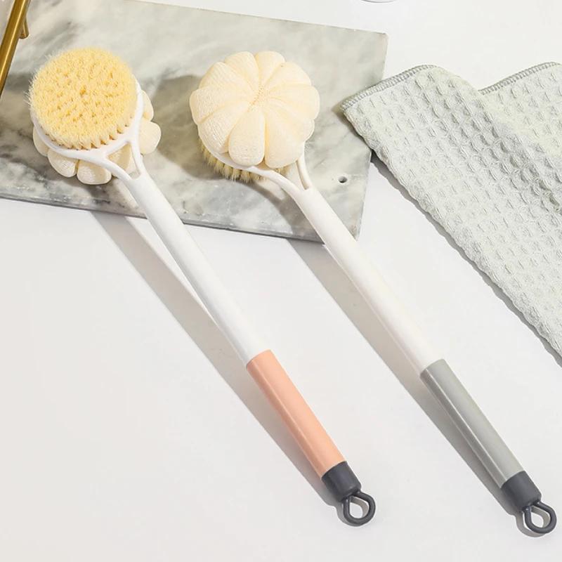 1Pc Double Side Long Handle Bath Brush Soft Hair Massage Bath Ball Powerful Back Rub Back Rub Mud Bath Brush Body Scrub